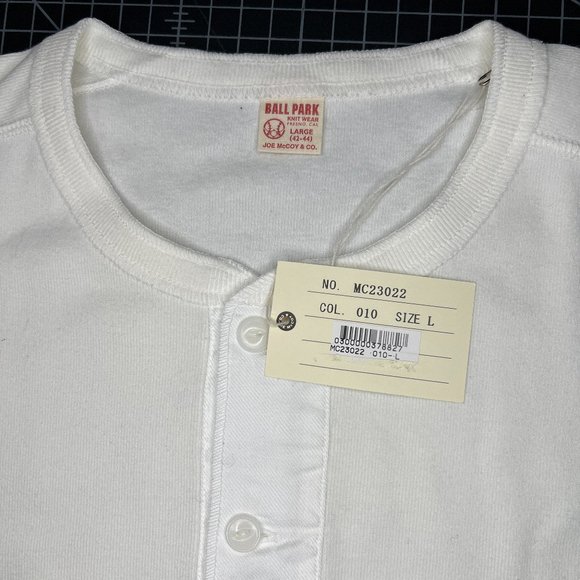 Real McCoy's UNION HENLEY UNDERSHIRT S/S White Size Large 42-44 - Picture 5 of 16